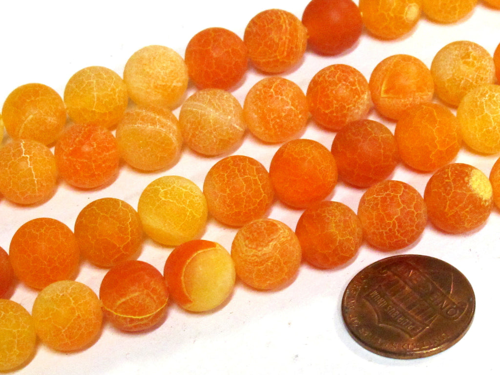 10 BEADS - Fire agate mix orange fall colors dragon veins gemstone beads 10 mm - GM380R