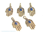 1 Pendant - Small size Tibetan Buddha hand brass pendant with lapis inlay - PM297B