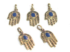1 Pendant - Small size Tibetan Buddha hand brass pendant with lapis inlay - PM297B