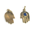1 Pendant - Small size Tibetan Buddha hand brass pendant with lapis inlay - PM297B