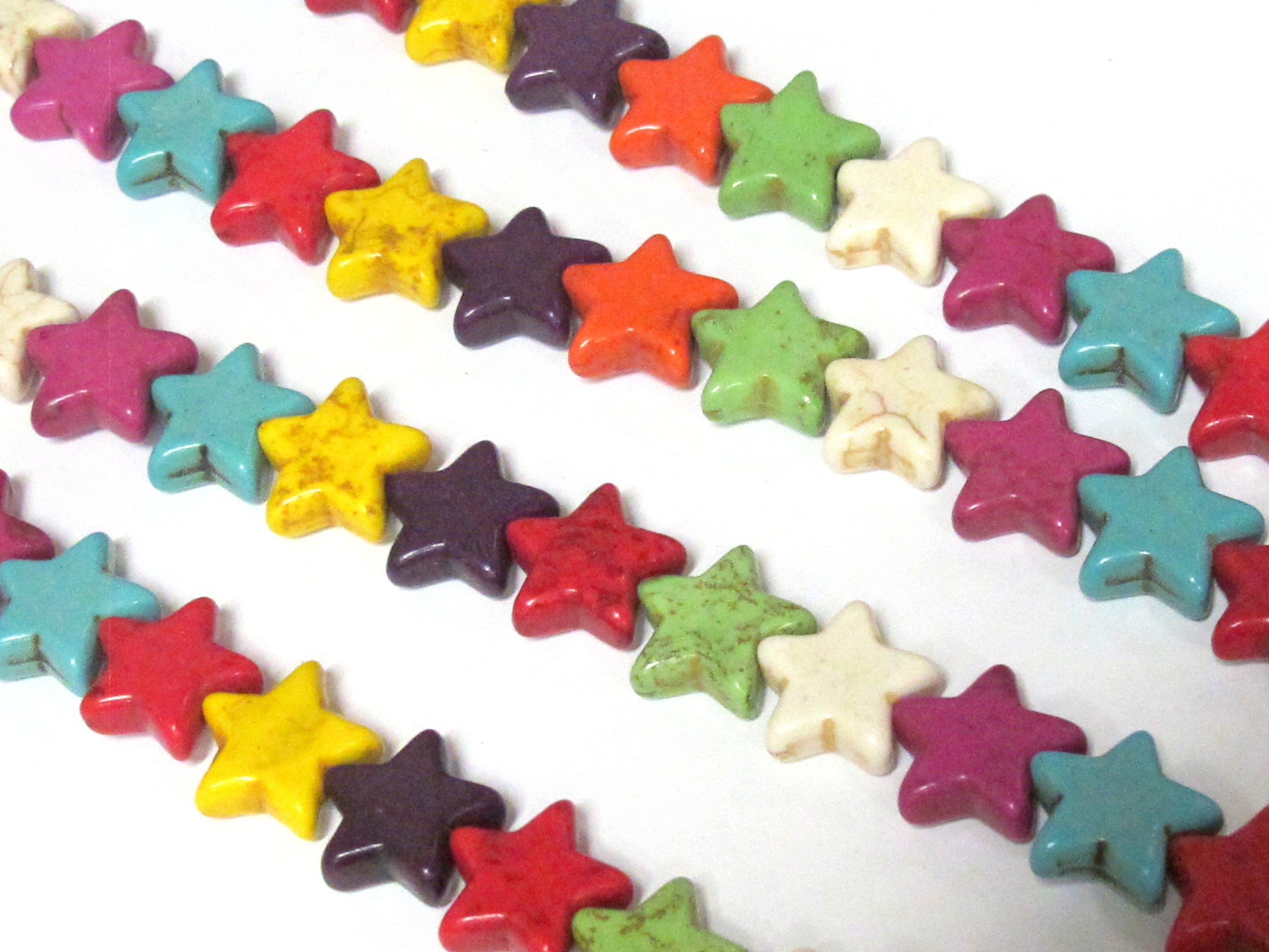Star beads 1 Full strand - 30 beads mix colors Star shape howlite beads 15 inches strand - GM183R