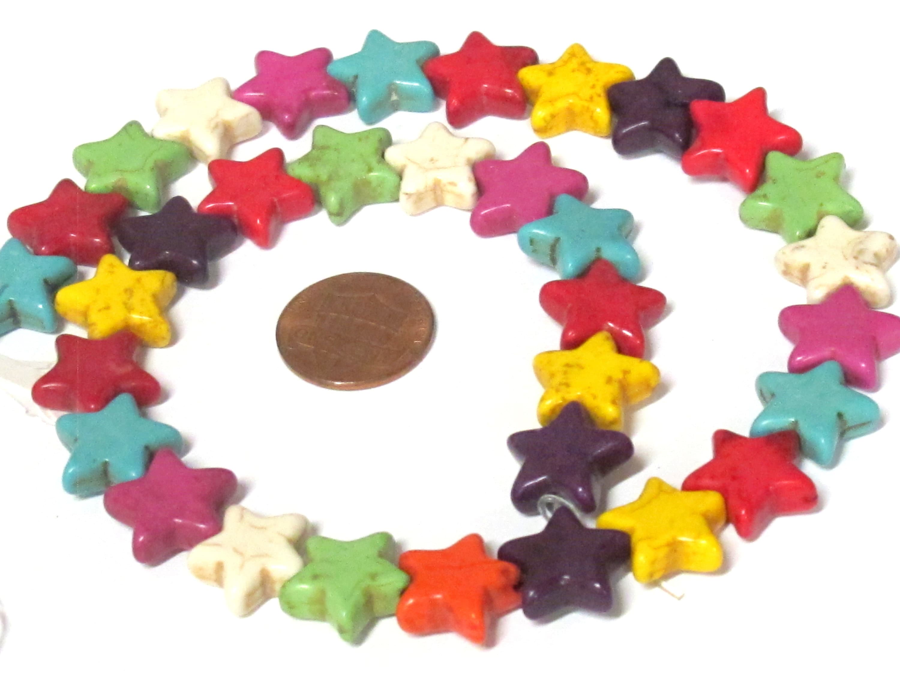Star beads 1 Full strand - 30 beads mix colors Star shape howlite beads 15 inches strand - GM183R