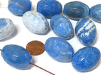 6 Beads - Agate onyx gemstone beads Large heavy size faceted agate onyx blue color mix tones cylinder gemstone pendant beads lot - GM199K