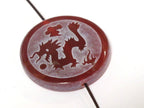 1 Bead - Tibetan dragon phoenix reversible etched agate disc shape gemstone bead - BD161