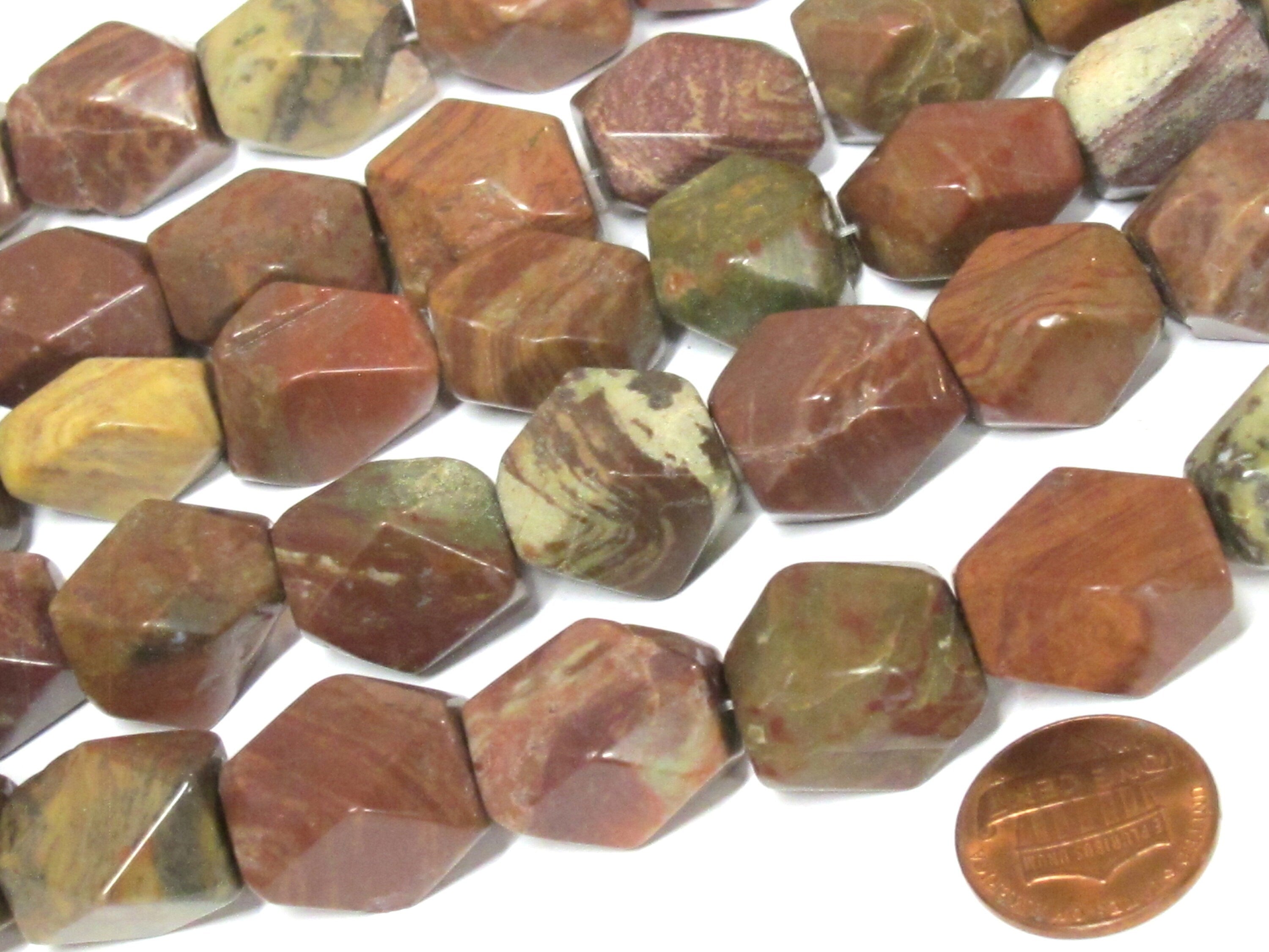 10 BEADS - Natural Agate thick chunky Faceted gemstone beads - GM276R