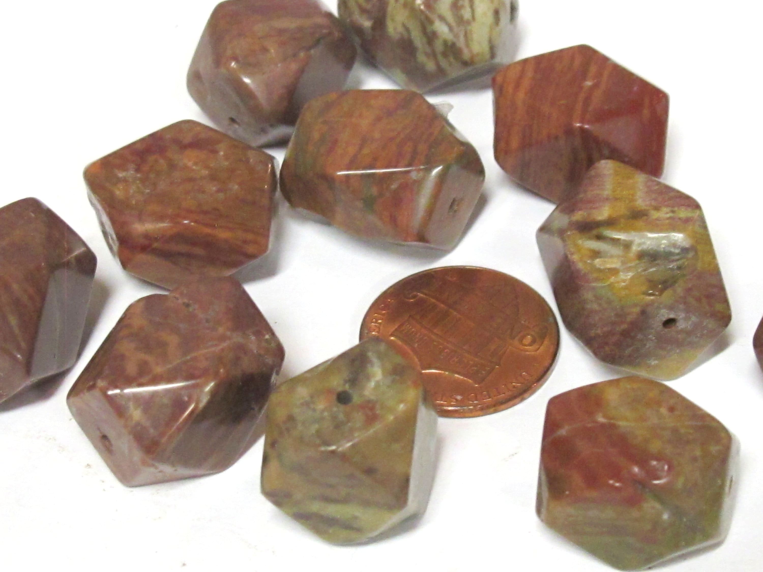 10 BEADS - Natural Agate thick chunky Faceted gemstone beads - GM276R
