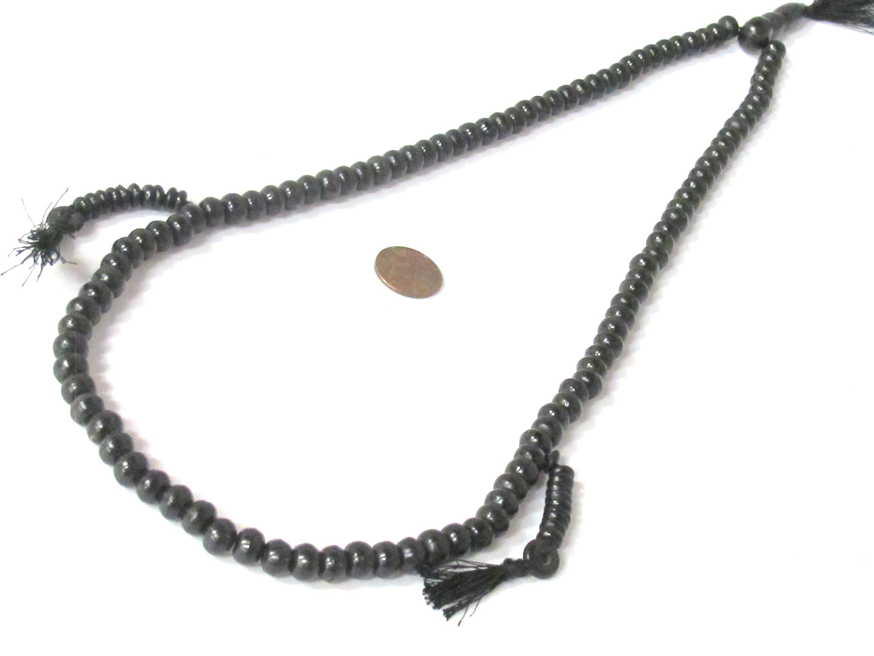 108 Beads - Tibetan Nepal recycled cattle bone mala beads 8 mm black color with guru bead bone mala counters - ML123A