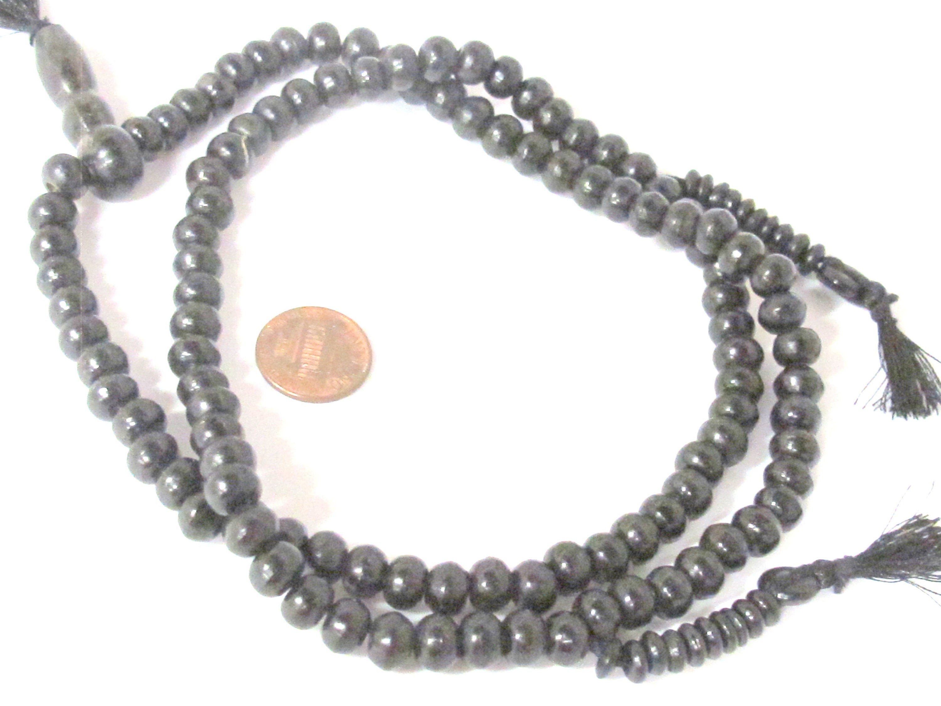 108 Beads - Tibetan Nepal recycled cattle bone mala beads 8 mm black color with guru bead bone mala counters - ML123A