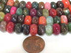 10 beads - Faceted abacus fire agate veins colorful gemstone beads- 10mm - GM449