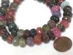 1 Full Strand - Faceted abacus fire agate fall colors colorful gemstone beads 15 inches strand - 10mm - GM450