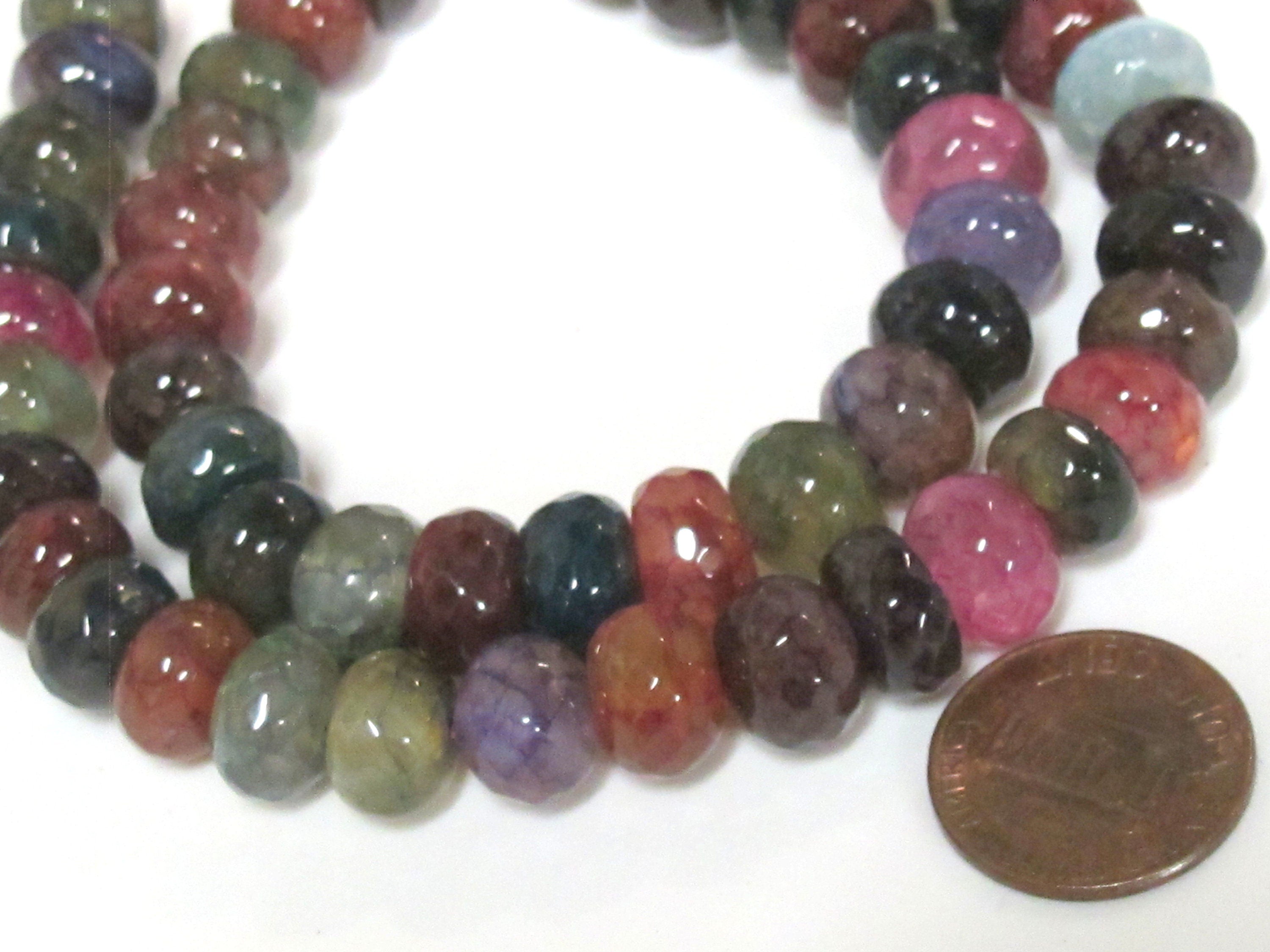 1 Full Strand - Faceted abacus fire agate fall colors colorful gemstone beads 15 inches strand - 10mm - GM450