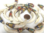 1 Pendant - Tibetan Brass encased Naga Conch shell pendant with turquoise inlay - SP064