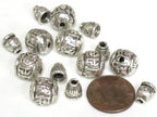 1 Guru bead set - Tibetan silver 3 hole Om mantra 10-11 mm size Guru Bead with Om mantra column bead - GB069