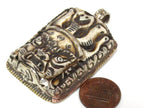 1 Pendant - Ethnic nepal recycled cattle bone pendant Large size carved ethnic Tibetan Nepal Mahakala protector bone pendant -- PB119