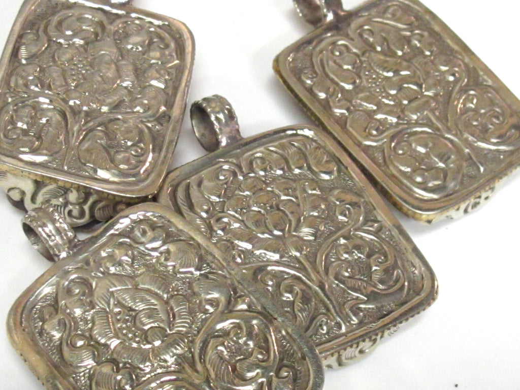 1 Pendant - Ethnic nepal recycled cattle bone pendant Large size carved ethnic Tibetan Nepal Mahakala protector bone pendant -- PB119