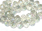 4 beads - Beautiful Large 15-16 mm size Faceted rondelle shape clear shiny color AB crystal glass beads - AB053K