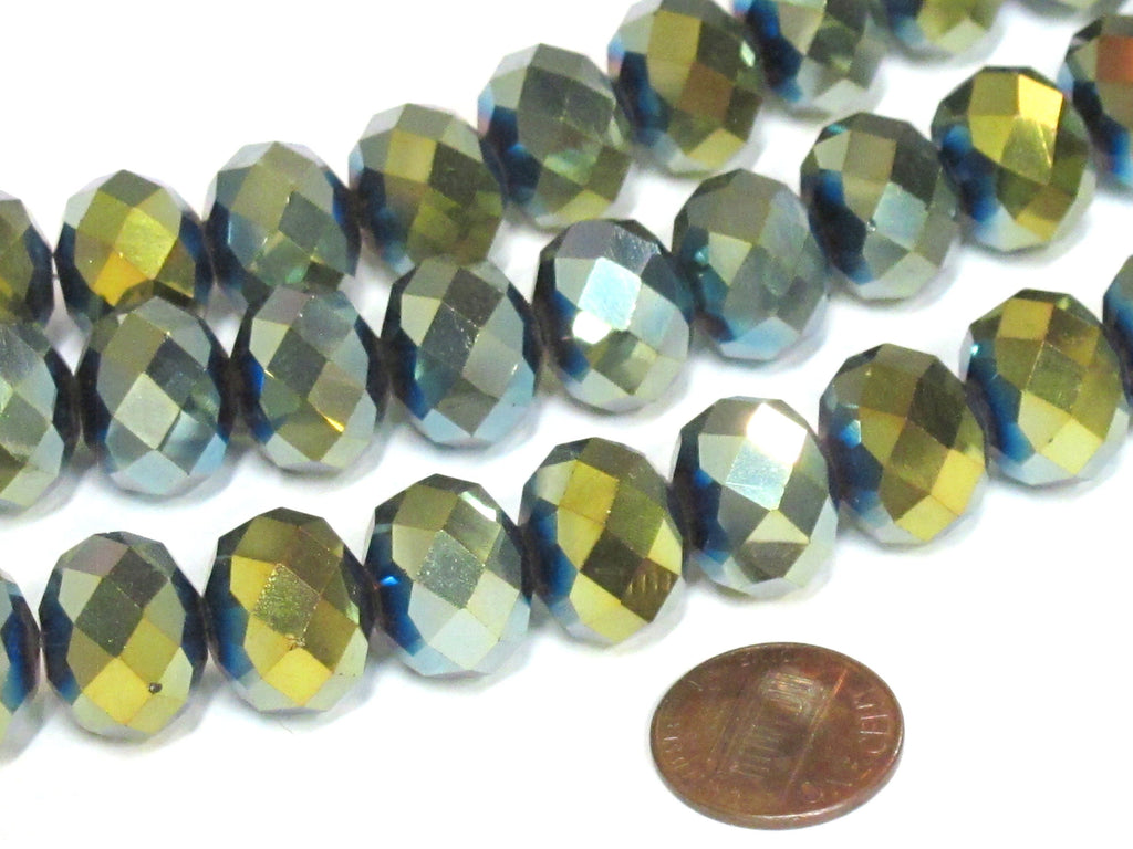 8 beads - Large 15 mm size Faceted beautiful rondelle shape shiny color AB crystal glass beads - AB016K