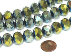 8 beads - Large 15 mm size Faceted beautiful rondelle shape shiny color AB crystal glass beads - AB016K