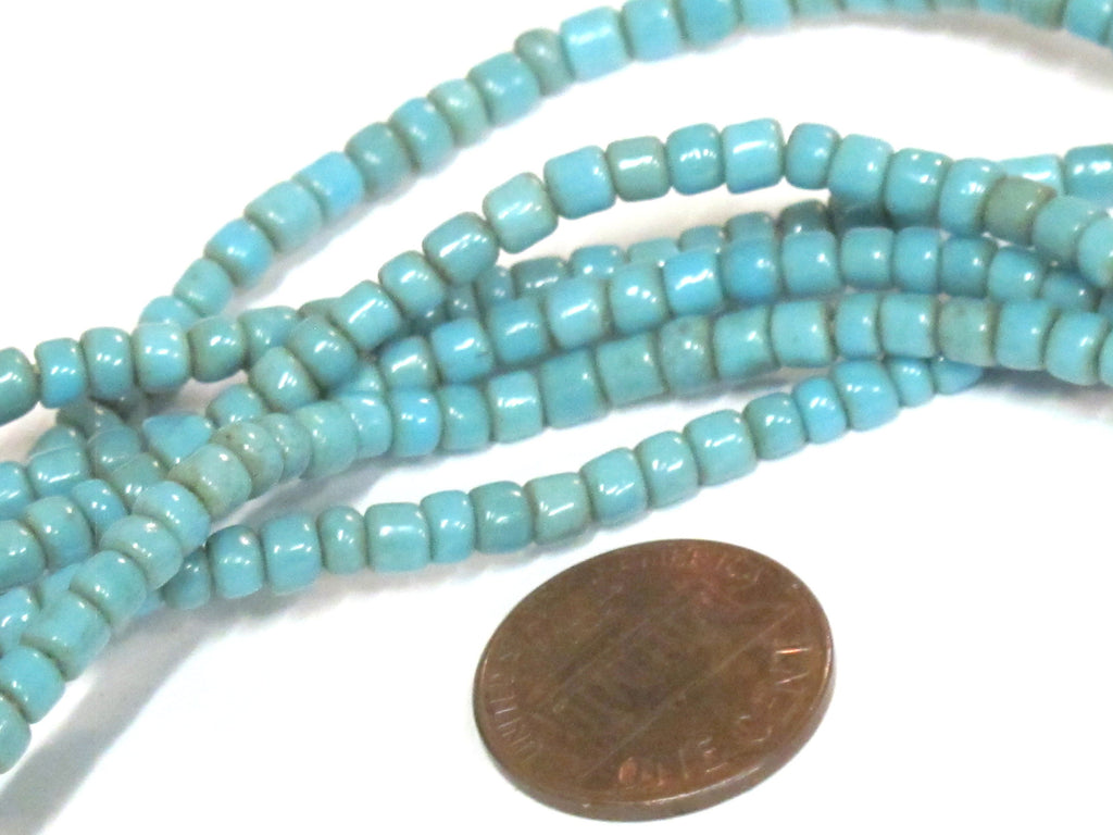 1 full strand - 24 inches long - Ghana blue color african glass beads - 150 plus beads - AB004