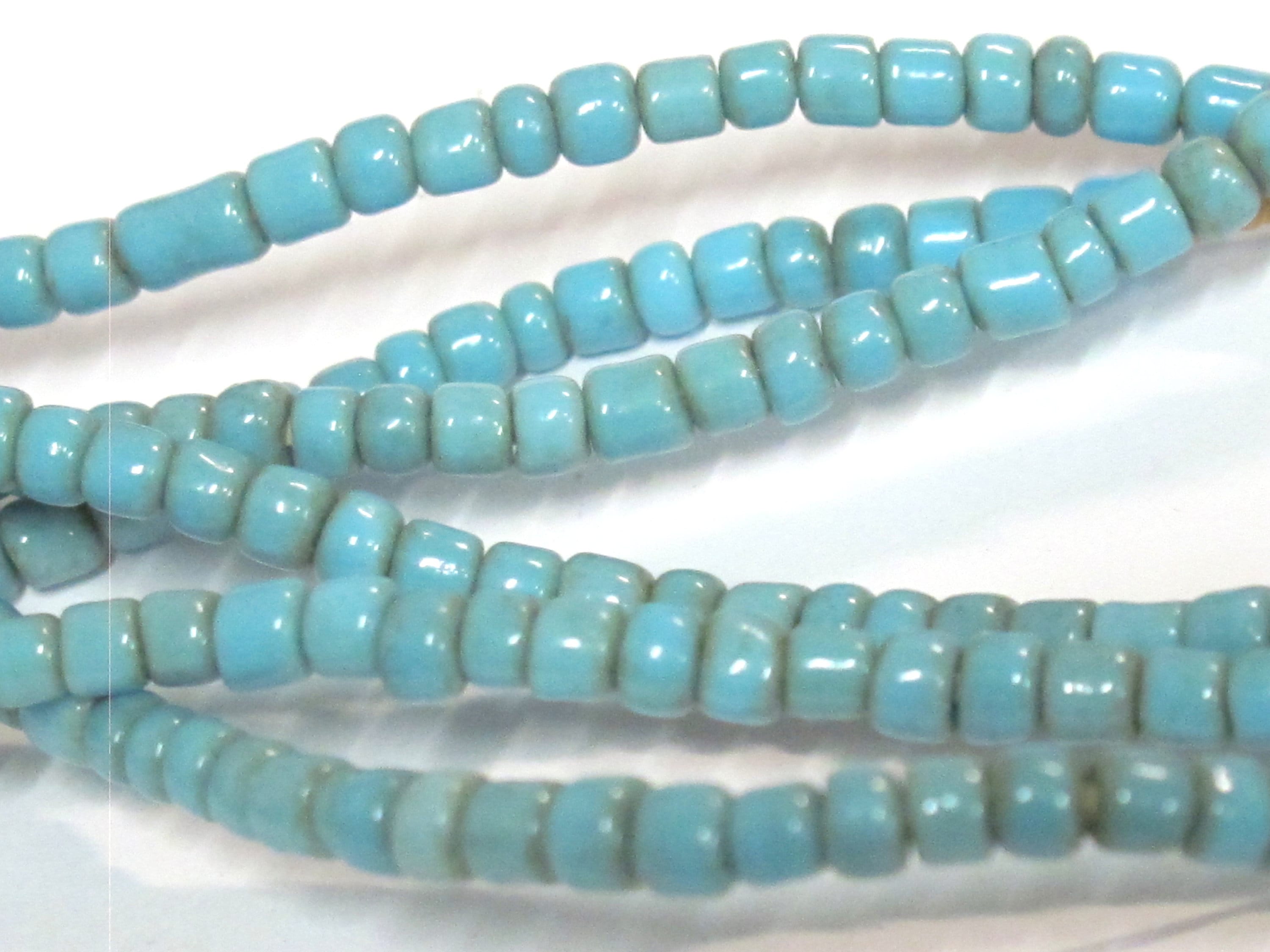 1 full strand - 24 inches long - Ghana blue color african glass beads - 150 plus beads - AB004