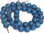 1 strand - 35 beads - 10 mm size - Beautiful Metallic blue color druzy agate beads - GM344K