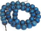 1 strand - 35 beads - 10 mm size - Beautiful Metallic blue color druzy agate beads - GM344K