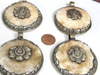 1 pendant - Large Ethnic Tibetan Nepal antiqued silver finish naga conch shell pendant with flower design - PM547G