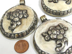 1 pendant - Large Ethnic Tibetan Nepal antiqued silver finish naga conch shell pendant with lotus flower design - PM547K