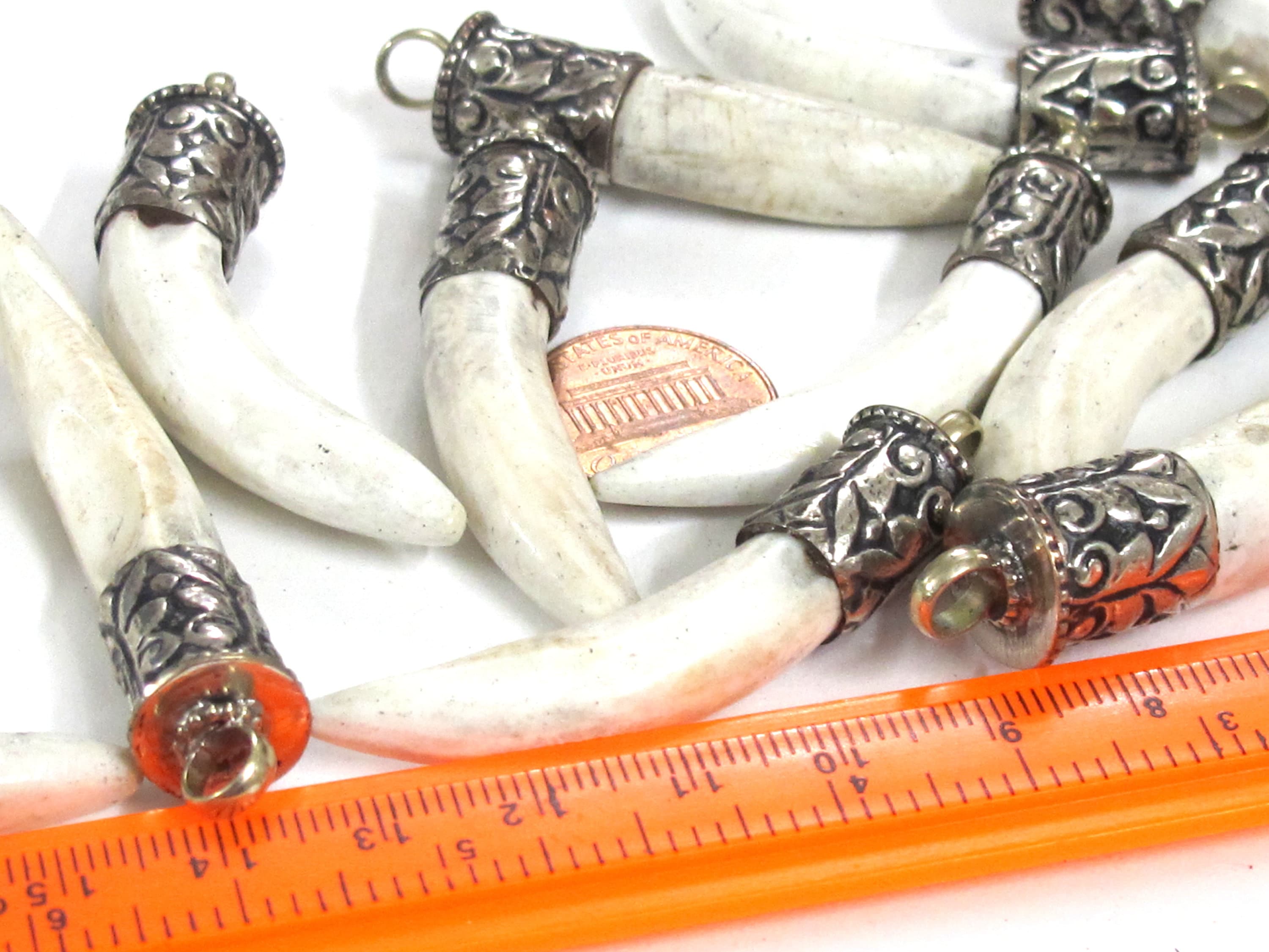 1 Pendant - Tibetan silver color capped Naga Conch shell pendant from Nepal - PM295M