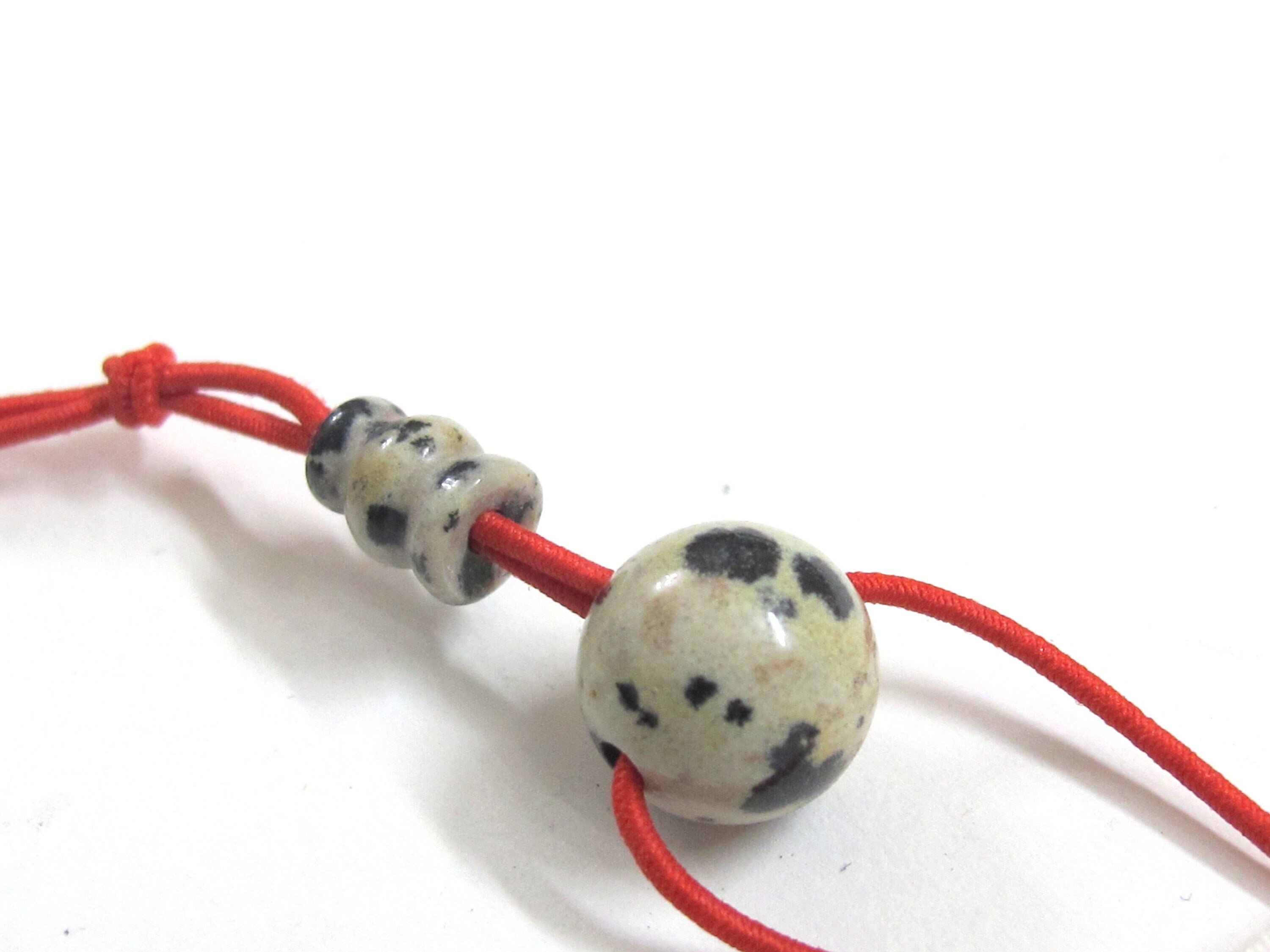 1 Guru Bead - 3 hole spotted dalmatian jasper gemstone 10 mm Guru bead with column Bead - GB008K
