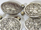 1 pendant - Large Ethnic Tibetan Nepal antiqued silver finish naga conch shell pendant with flower design - PM547E