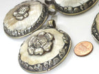 1 pendant - Large Ethnic Tibetan Nepal antiqued silver finish naga conch shell pendant with flower design - PM547E