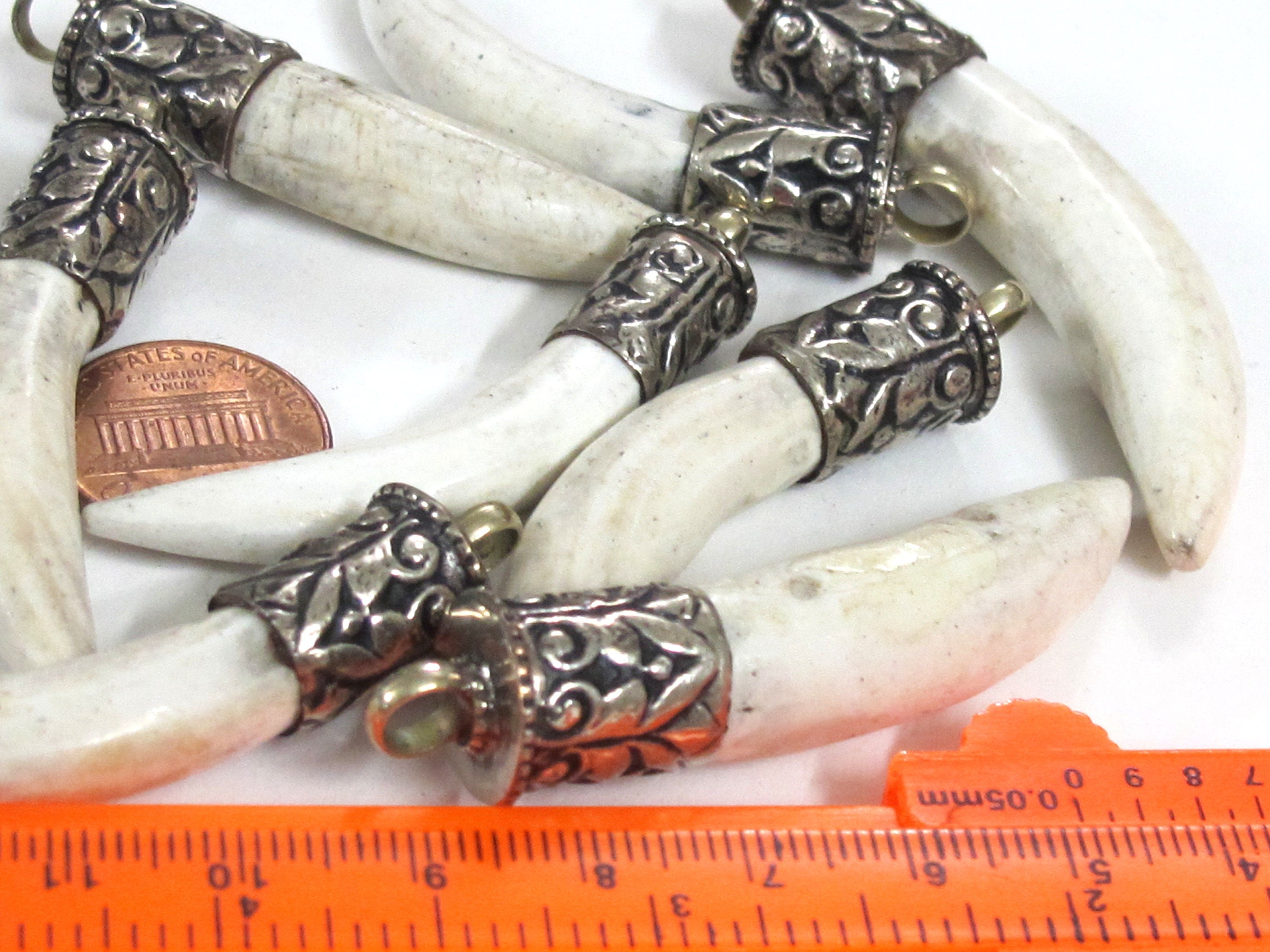 1 Pendant - Tibetan silver color capped Naga Conch shell pendant from Nepal - PM295M