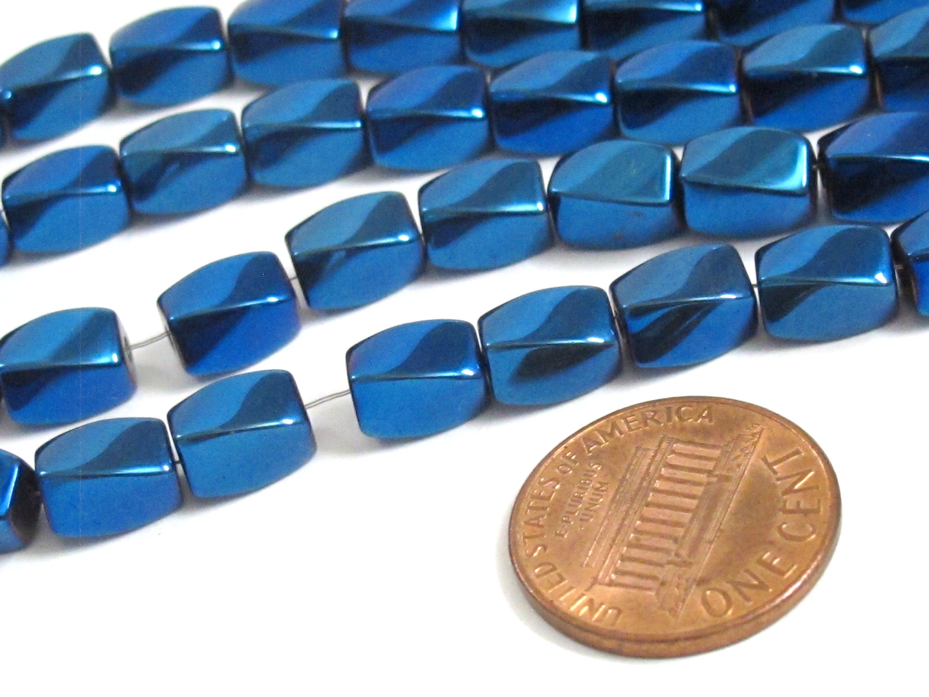 50 beads - Electrifying cool Blue color non magnetic hematite gemstone Beads - 1 strand - GM326K