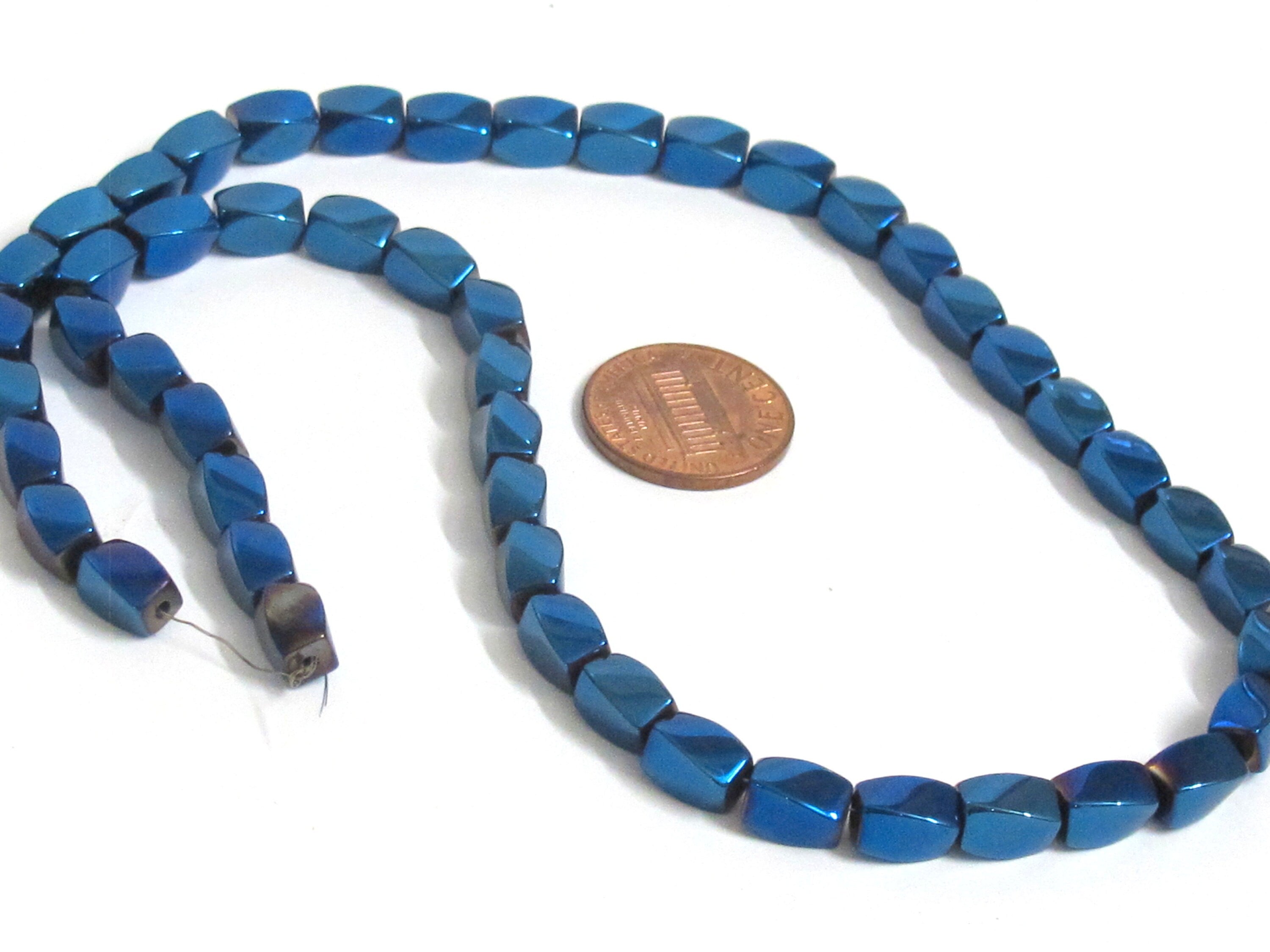 50 beads - Electrifying cool Blue color non magnetic hematite gemstone Beads - 1 strand - GM326K