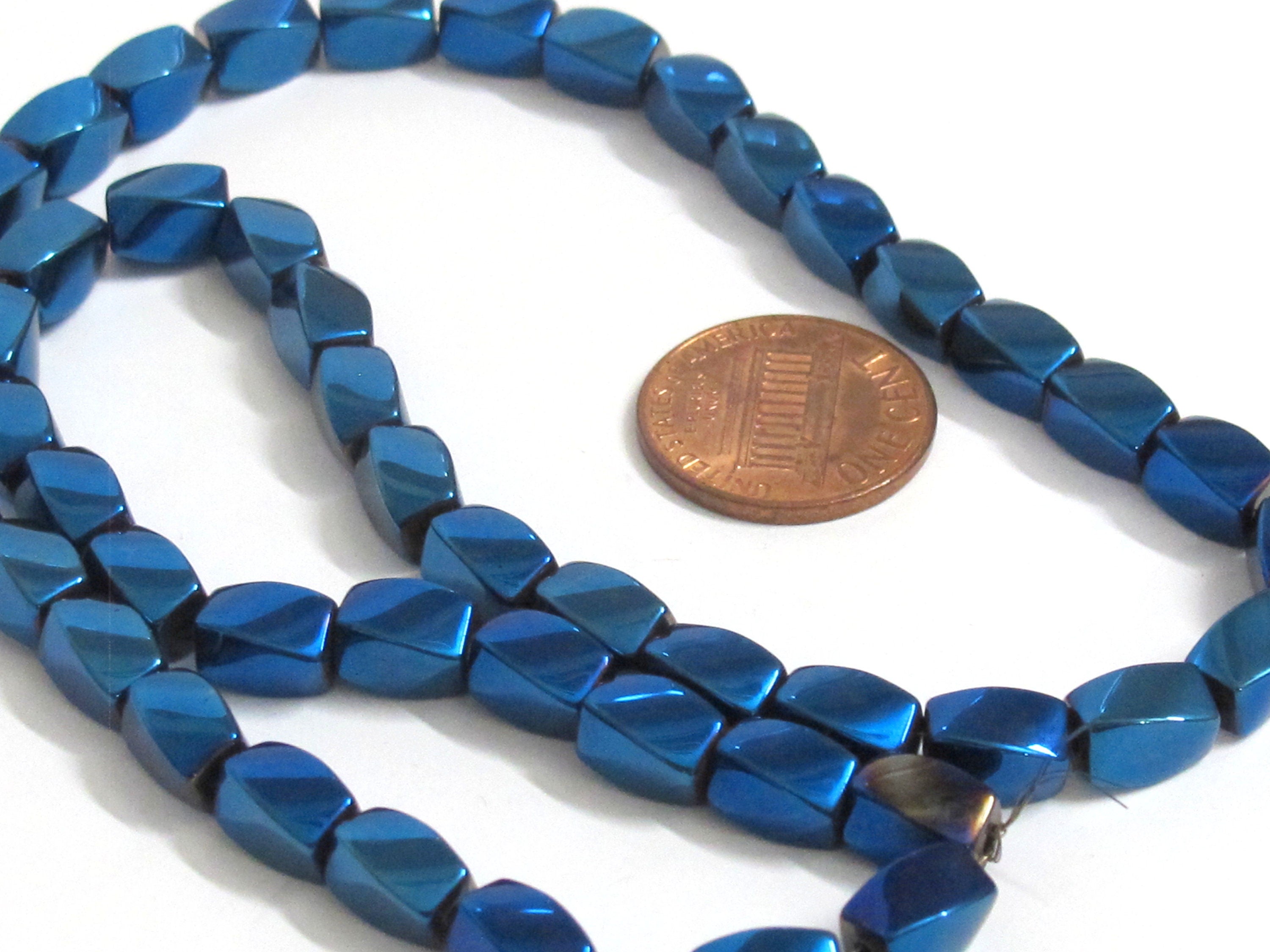 50 beads - Electrifying cool Blue color non magnetic hematite gemstone Beads - 1 strand - GM326K