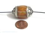 1 BEAD - Large Tibetan copal resin grooved melon shape bead - BD668K