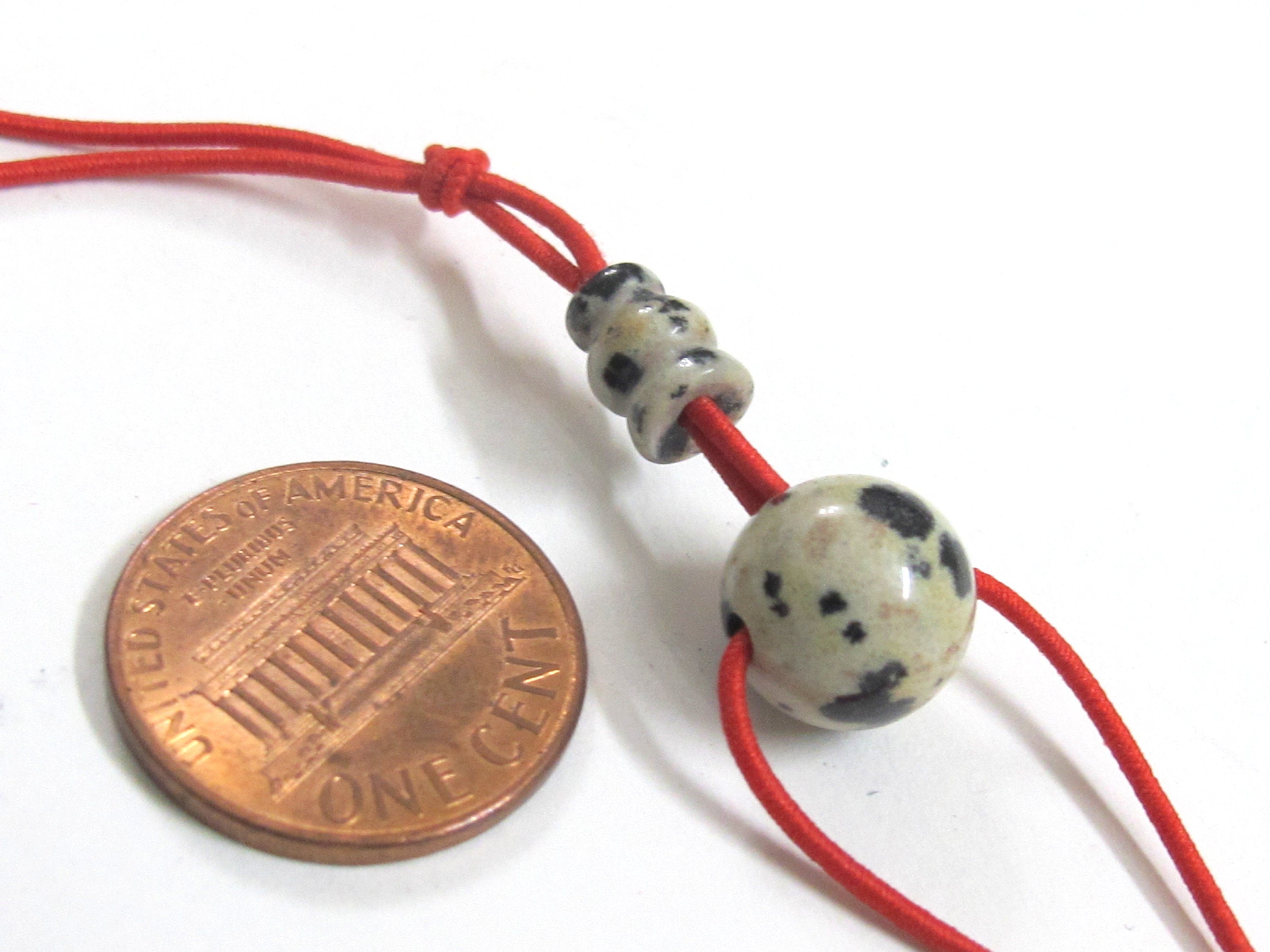 1 Guru Bead - 3 hole spotted dalmatian jasper gemstone 10 mm Guru bead with column Bead - GB008K