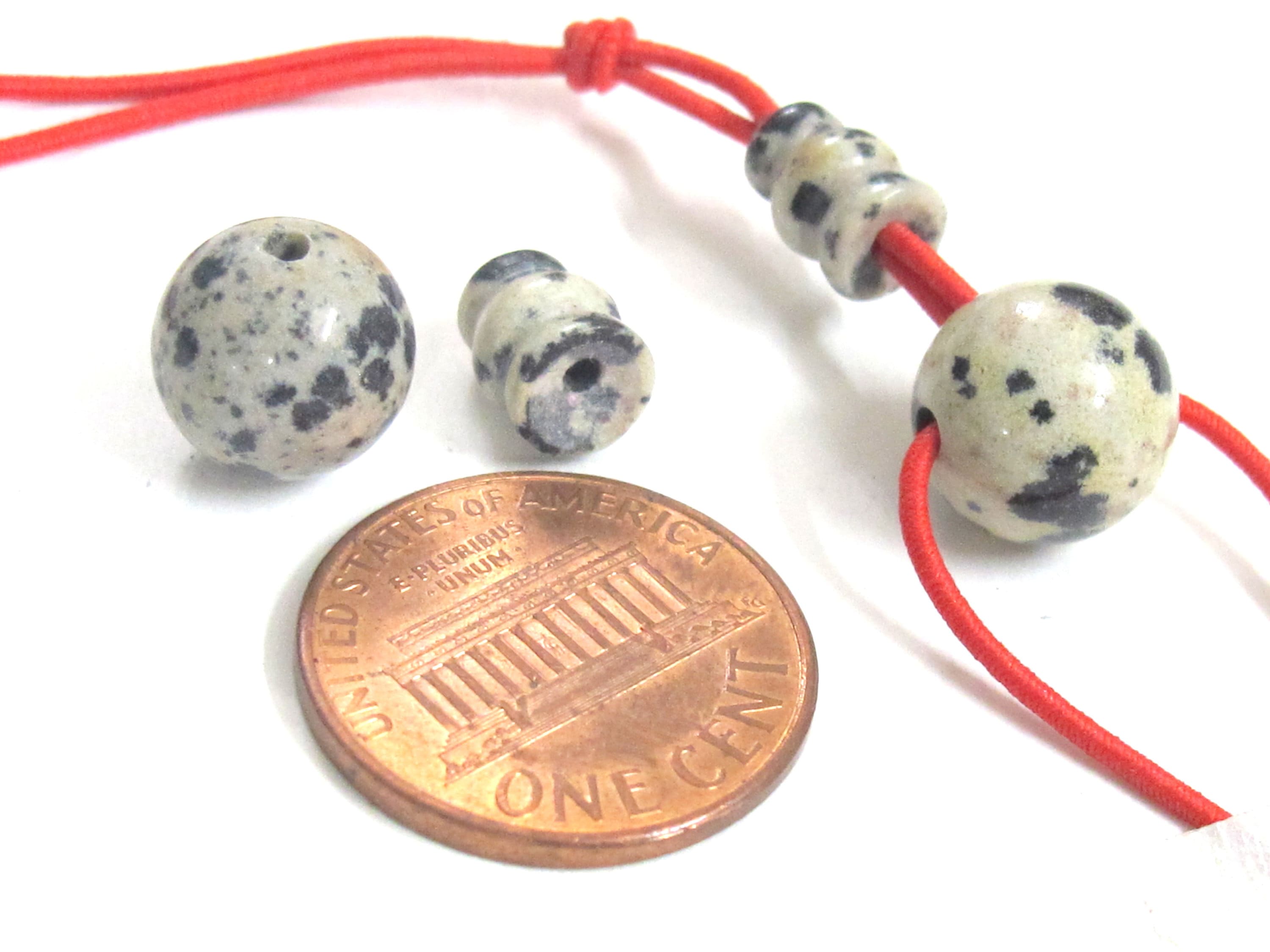 1 Guru Bead - 3 hole spotted dalmatian jasper gemstone 10 mm Guru bead with column Bead - GB008K