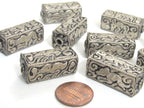 4 Beads - Tibetan antiqued silver color finish repousse animal bird floral mix carving rectangle cube shape beads - BD957K