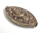 1 Bead - Dual sided large size Tibetan antiqued silver finish eagle phoenix bird carving repousse bead from Nepal - BD248K