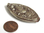 1 Bead - Dual sided large size Tibetan antiqued silver finish eagle phoenix bird carving repousse bead from Nepal - BD248K