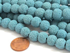 10 Beads - Round oval shape aqua greenish blue color Lava beads 10 mm size - NB107K