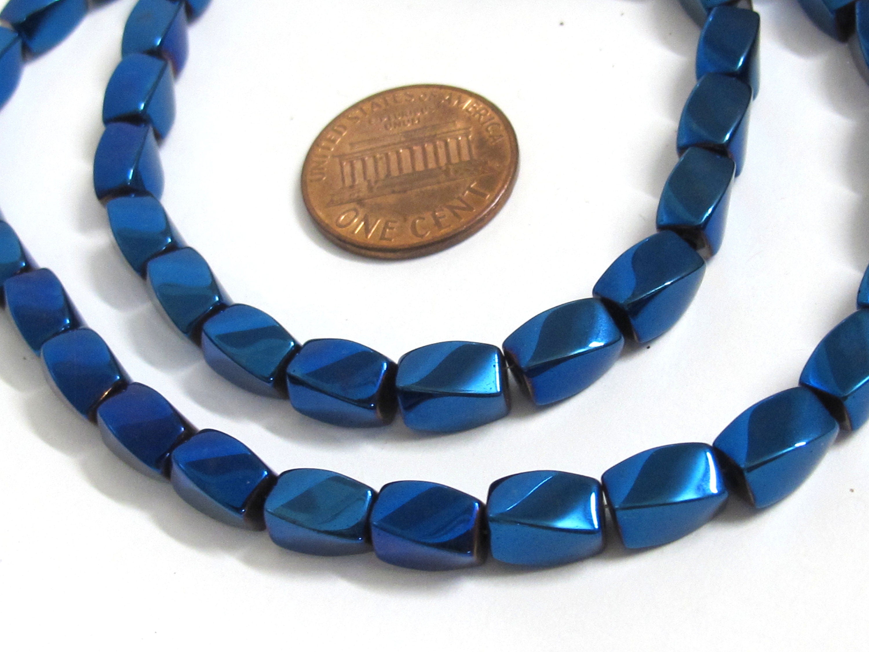 50 beads - Electrifying cool Blue color non magnetic hematite gemstone Beads - 1 strand - GM326K