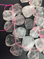 4 beads set - Pink quartz triangular shape gemstone beads - GM326K