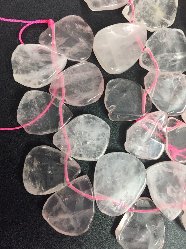 4 beads set - Pink quartz triangular shape gemstone beads - GM326K