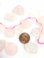 4 beads set - Pink quartz triangular shape gemstone beads - GM326K