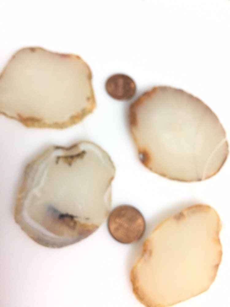 1 Agate bead slice - Raw freeform agate gemstone slice beads hole drilled -great for wire wrapping GM265G