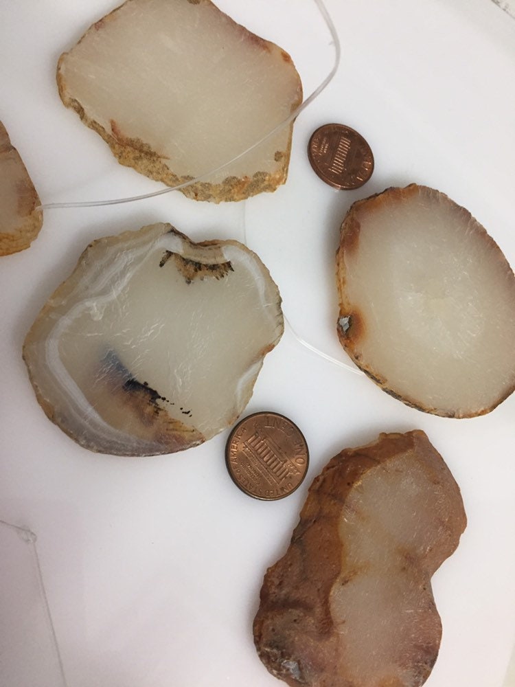 1 Agate bead slice - Raw freeform agate gemstone slice beads hole drilled -great for wire wrapping GM265G