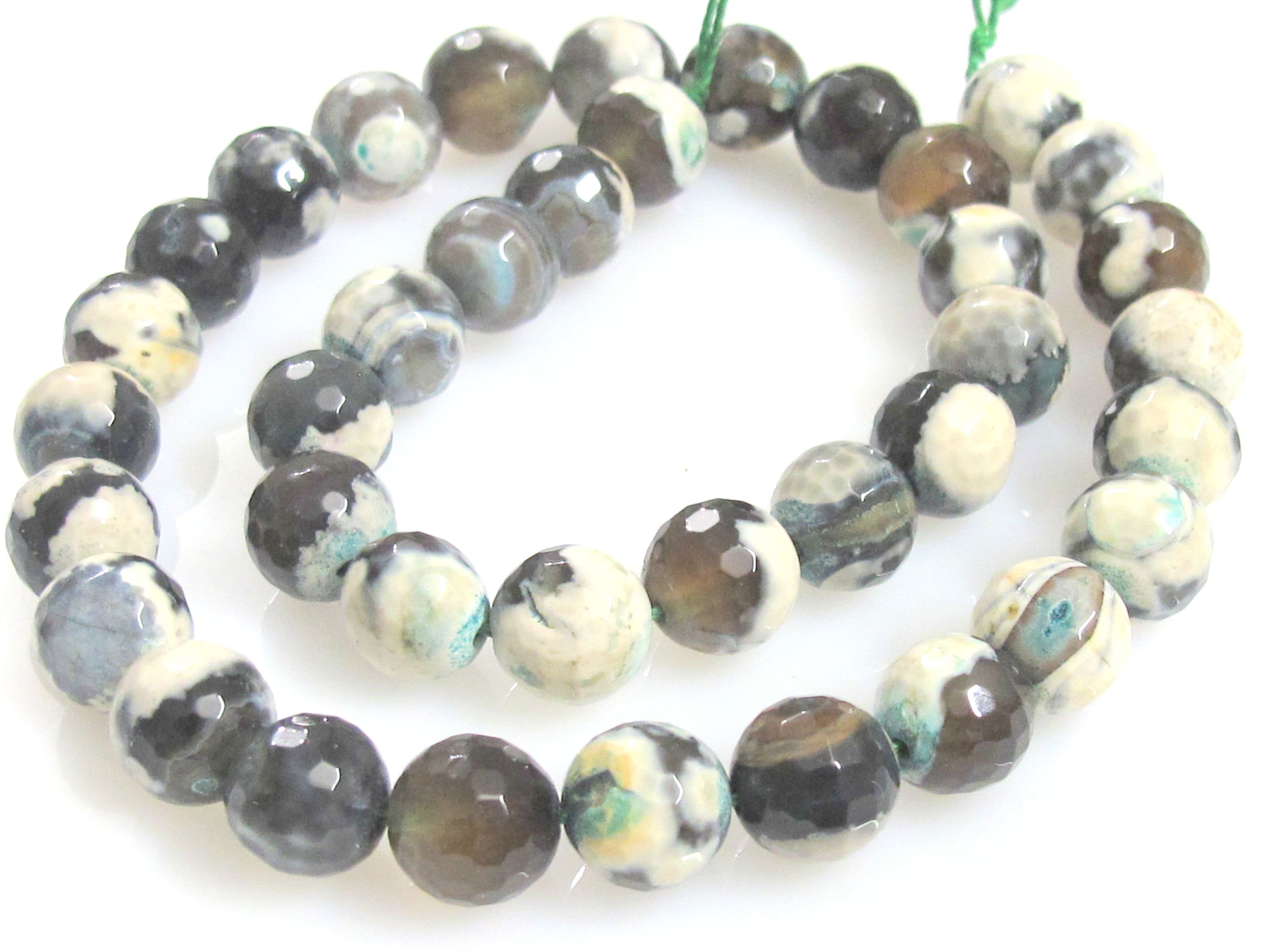 1 full strand Tibetan gemstone beads Tibetan agate beads faceted round shape 10 mm - GM222K